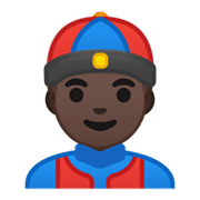 👲🏿 Emoji Hombre Con Gorro Chino: Tono De Piel Oscuro en Google Android 10.0.