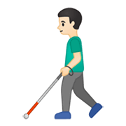 Emoji 👨🏻‍🦯 Uomo Con Bastone Bianco Di Orientamento: Carnagione Chiara su Google Android 10.0.