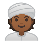 👳🏾 Emoji Persona Con Turbante: Tono De Piel Oscuro Medio en Google Android 10.0.