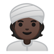 👳🏿 Emoji Persona Con Turbante: Tono De Piel Oscuro en Google Android 10.0.