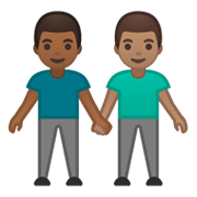 👨🏾‍🤝‍👨🏽 Emoji Hombres De La Mano: Tono De Piel Oscuro Medio Y Tono De Piel Medio en Google Android 10.0.