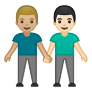 Émoji 👨🏼‍🤝‍👨🏻 Deux Hommes Se Tenant La Main : Peau Moyennement Claire Et Peau Claire sur Google Android 10.0.