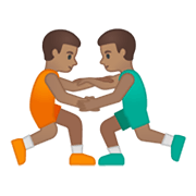 🤼🏽‍♂️ Emoji ringende Männer, mittlere Hautfarbe Google Android 10.0.