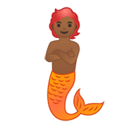 🧜🏾 Emoji Persona Sirena: Tono De Piel Oscuro Medio en Google Android 10.0.
