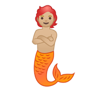 Émoji 🧜🏼 Créature Aquatique : Peau Moyennement Claire sur Google Android 10.0.