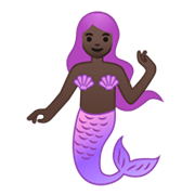 🧜🏿‍♀️ Emoji Sirena: Tono De Piel Oscuro en Google Android 10.0.
