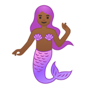 🧜🏾‍♀️ Emoji Sirena: Tono De Piel Oscuro Medio en Google Android 10.0.