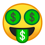 Emoji 🤑 Faccina Avida Di Denaro su Google Android 10.0.