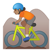 Emoji 🚵🏽 Ciclista Di Mountain Bike: Carnagione Olivastra su Google Android 10.0.