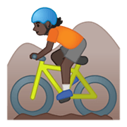 🚵🏿 Emoji Pessoa Fazendo Mountain Bike: Pele Escura na Google Android 10.0.
