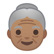Émoji 👵🏽 Femme âgée : Peau Légèrement Mate sur Google Android 10.0.