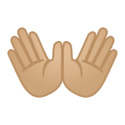 Emoji 👐🏼 Mani Aperte: Carnagione Abbastanza Chiara su Google Android 10.0.