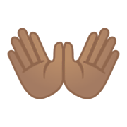 Emoji 👐🏽 Mani Aperte: Carnagione Olivastra su Google Android 10.0.