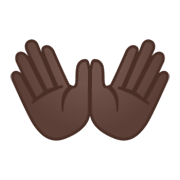 👐🏿 Emoji Manos Abiertas: Tono De Piel Oscuro en Google Android 10.0.