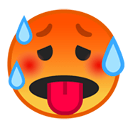 🥵 Emoji schwitzendes Gesicht Google Android 10.0.