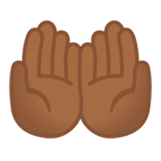 🤲🏾 Emoji Palmas Unidas Para Cima: Pele Morena Escura na Google Android 10.0.