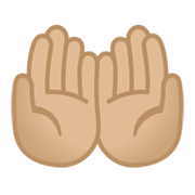 Emoji 🤲🏼 Mani Unite In Alto: Carnagione Abbastanza Chiara su Google Android 10.0.
