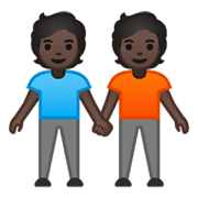 🧑🏿‍🤝‍🧑🏿 Emoji Dos Personas Dándose La Mano: Tono De Piel Oscuro en Google Android 10.0.