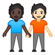 🧑🏿‍🤝‍🧑🏻 Emoji Dos Personas Dándose La Mano: Tono De Piel Oscuro Y Tono De Piel Claro en Google Android 10.0.
