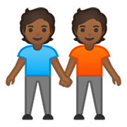 🧑🏾‍🤝‍🧑🏾 Emoji Dos Personas Dándose La Mano: Tono De Piel Oscuro Medio en Google Android 10.0.