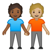 Émoji 🧑🏾‍🤝‍🧑🏼 Deux Personnes Se Tenant La Main : Peau Mate Et Peau Moyennement Claire sur Google Android 10.0.