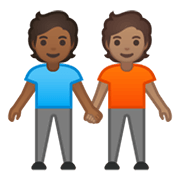 Émoji 🧑🏾‍🤝‍🧑🏽 Deux Personnes Se Tenant La Main : Peau Mate Et Peau Légèrement Mate sur Google Android 10.0.