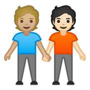 Émoji 🧑🏼‍🤝‍🧑🏻 Deux Personnes Se Tenant La Main : Peau Moyennement Claire Et Peau Claire sur Google Android 10.0.