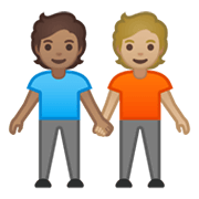 Émoji 🧑🏽‍🤝‍🧑🏼 Deux Personnes Se Tenant La Main : Peau Légèrement Mate Et Peau Moyennement Claire sur Google Android 10.0.