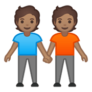 Émoji 🧑🏽‍🤝‍🧑🏽 Deux Personnes Se Tenant La Main : Peau Légèrement Mate sur Google Android 10.0.