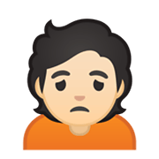 🙍🏻 Emoji missmutige Person: helle Hautfarbe Google Android 10.0.