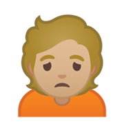 🙍🏼 Emoji missmutige Person: mittelhelle Hautfarbe Google Android 10.0.