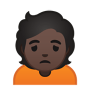 🙍🏿 Emoji Persona Frunciendo El Ceño: Tono De Piel Oscuro en Google Android 10.0.