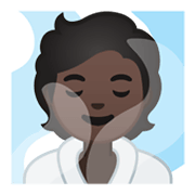 🧖🏿 Emoji Persona En Una Sauna: Tono De Piel Oscuro en Google Android 10.0.