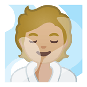 🧖🏼 Emoji Person in Dampfsauna: mittelhelle Hautfarbe Google Android 10.0.
