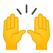 Emoji 🙌 Mani Alzate su Google Android 10.0.