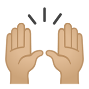 🙌🏼 Emoji Mãos Para Cima: Pele Morena Clara na Google Android 10.0.