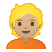 👱🏼 Emoji Person: mittelhelle Hautfarbe, blondes Haar Google Android 10.0.