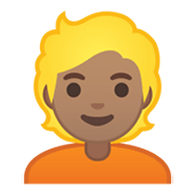 👱🏽 Emoji Pessoa: Pele Morena E Cabelo Louro na Google Android 10.0.