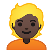 👱🏿 Emoji Person: dunkle Hautfarbe, blondes Haar Google Android 10.0.