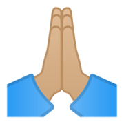 Emoji 🙏🏼 Mani Giunte: Carnagione Abbastanza Chiara su Google Android 10.0.