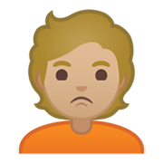Emoji 🙎🏼 Persona Imbronciata: Carnagione Abbastanza Chiara su Google Android 10.0.