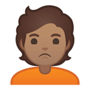 🙎🏽 Emoji Persona Haciendo Pucheros: Tono De Piel Medio en Google Android 10.0.