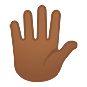 🖐🏾 Emoji Mão Aberta Com Os Dedos Separados: Pele Morena Escura na Google Android 10.0.