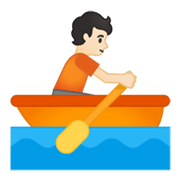 Émoji 🚣🏻 Personne Ramant Dans Une Barque : Peau Claire sur Google Android 10.0.