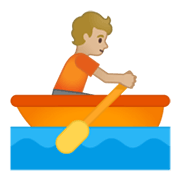 🚣🏼 Emoji Persona Remando En Un Bote: Tono De Piel Claro Medio en Google Android 10.0.
