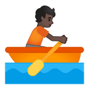 Émoji 🚣🏿 Personne Ramant Dans Une Barque : Peau Foncée sur Google Android 10.0.