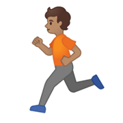🏃🏽 Emoji Persona Corriendo: Tono De Piel Medio en Google Android 10.0.