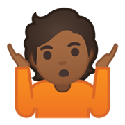 Emoji 🤷🏾 Persona Che Scrolla Le Spalle: Carnagione Abbastanza Scura su Google Android 10.0.