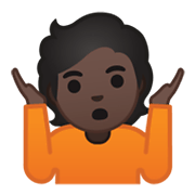 Emoji 🤷🏿 Persona Che Scrolla Le Spalle: Carnagione Scura su Google Android 10.0.