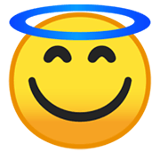 😇 Emoji Cara Sonriendo Con Aureola en Google Android 10.0.